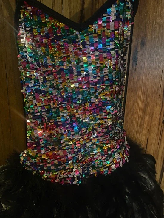 Curtain Call Broadway Dance Costume ASM Sequin Feather Jazz Tap Solo Competition - Picture 4 of 6